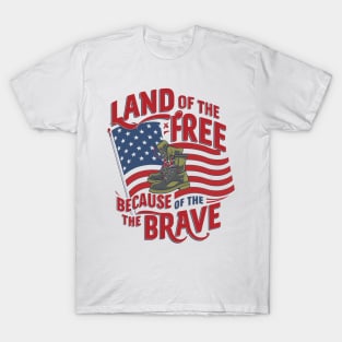 Memorial day design - Land of the free because of the brave T-Shirt